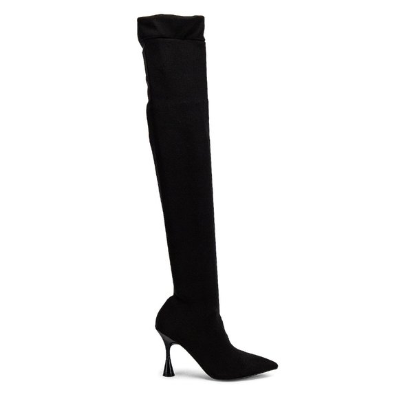 Jeffrey Campbell Madam Over the Knee BOOTS Size 9.5 Black Stretch Nylon NEW $170 - Picture 2 of 12